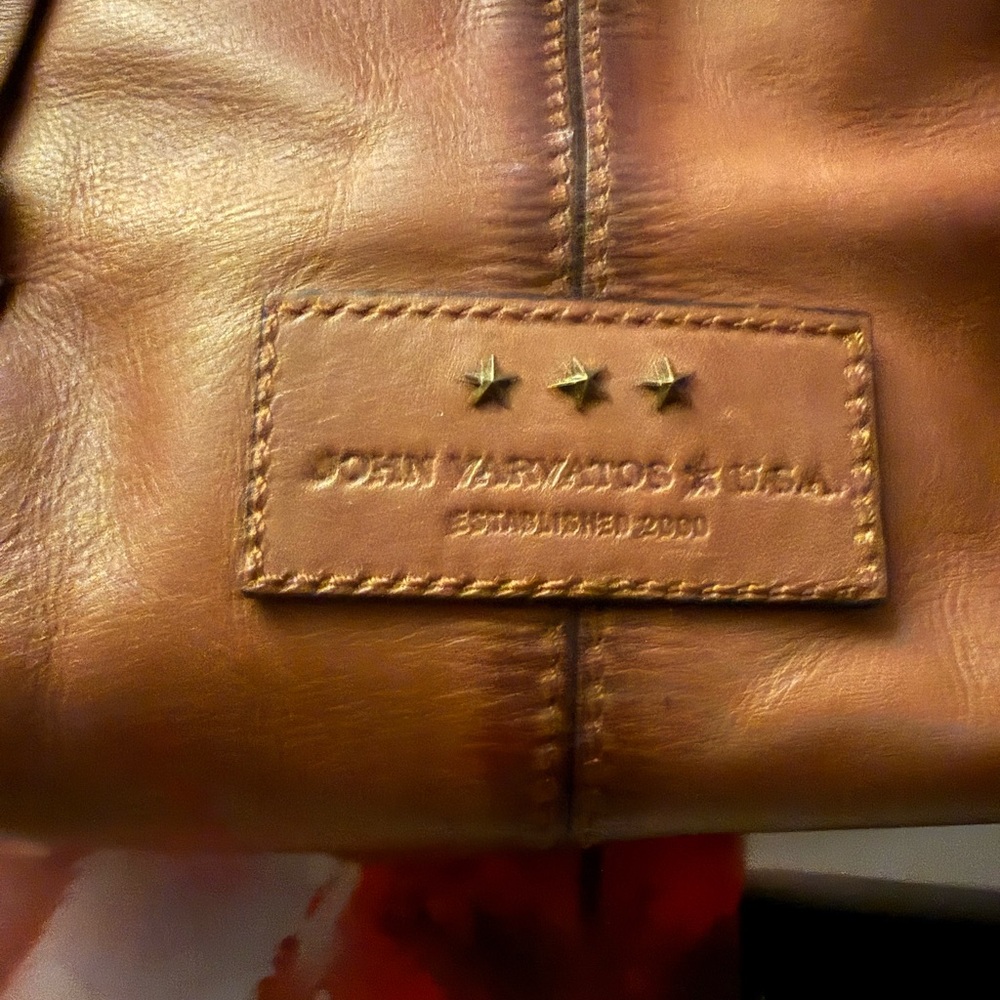 John Varvatos Tan Leather Duffel Bag - Picture 3 of 5